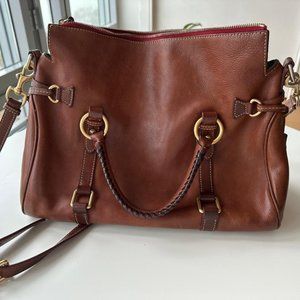 Dooney & Bourke Florentine Leather Large Brown Satchel Handbag